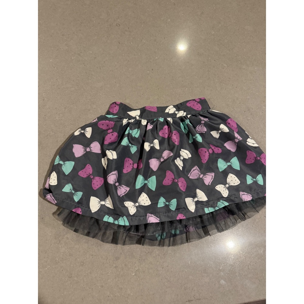 Sonoma Kids Girls 6 Bow‎ Print Tulle Layered Skirt Gray Purple Pink Aqua